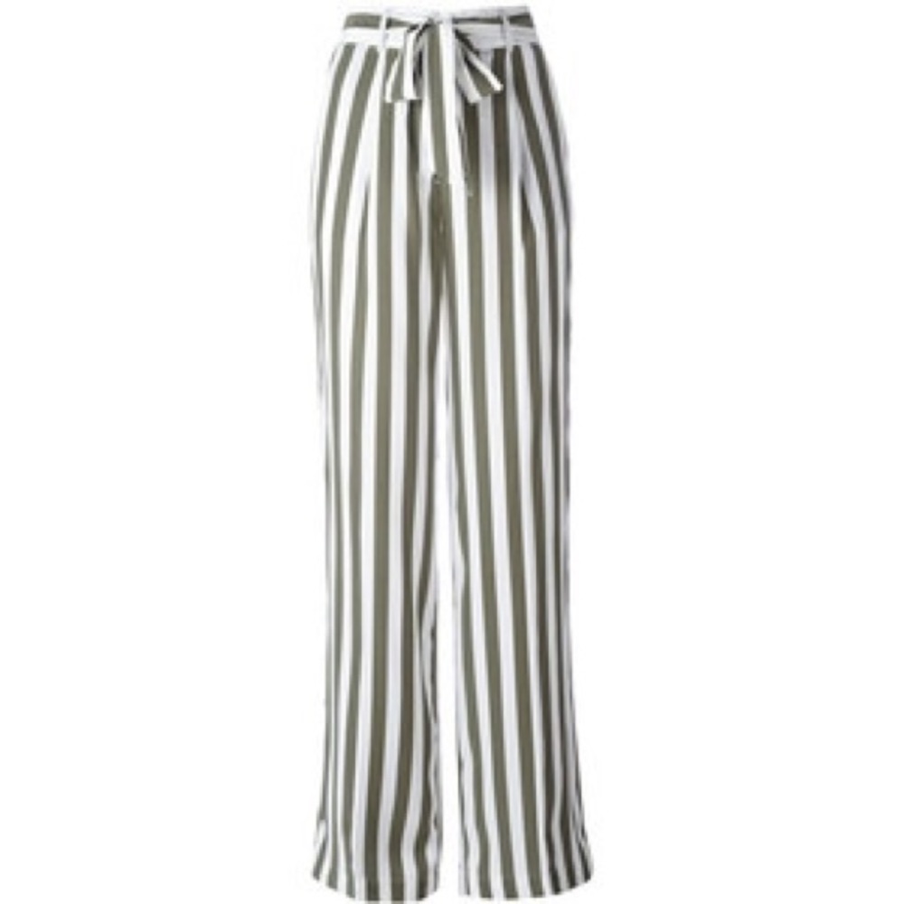 Equipment stripe high waist silk trousers